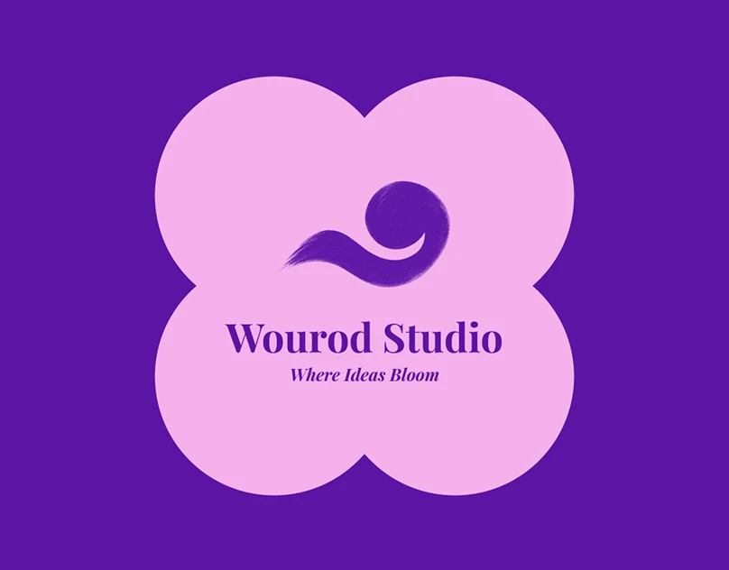 Wourod Studio — purple brand identity and expressive brushwork